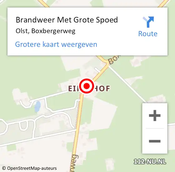 Locatie op kaart van de 112 melding: Brandweer Met Grote Spoed Naar Olst, Boxbergerweg op 19 april 2020 23:40