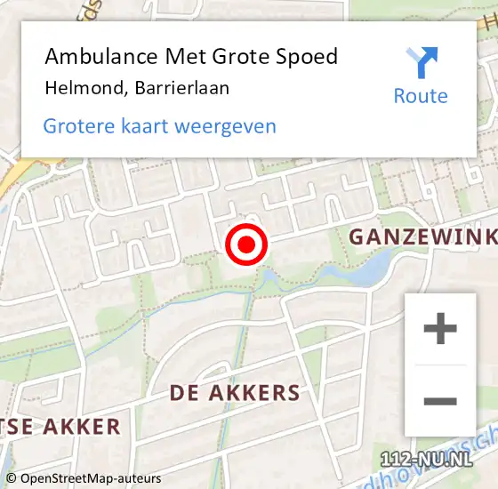 Locatie op kaart van de 112 melding: Ambulance Met Grote Spoed Naar Helmond, Barrierlaan op 20 april 2020 00:01