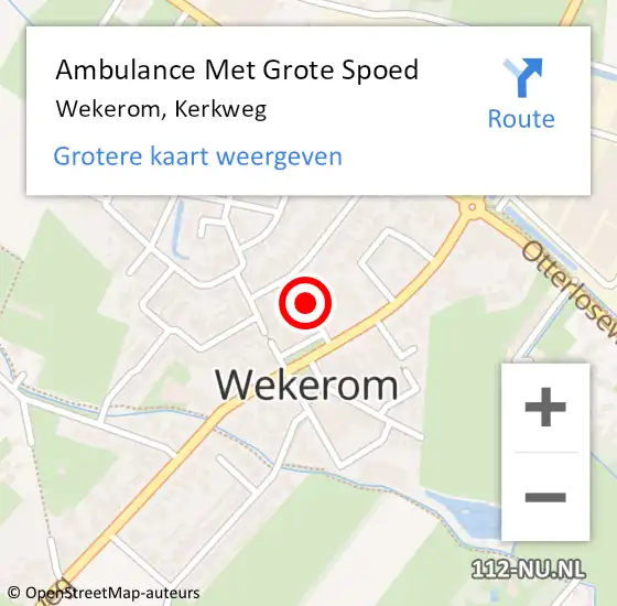 Locatie op kaart van de 112 melding: Ambulance Met Grote Spoed Naar Wekerom, Kerkweg op 20 april 2020 00:02