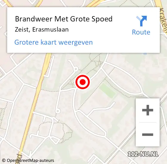 Locatie op kaart van de 112 melding: Brandweer Met Grote Spoed Naar Zeist, Erasmuslaan op 20 april 2020 04:29