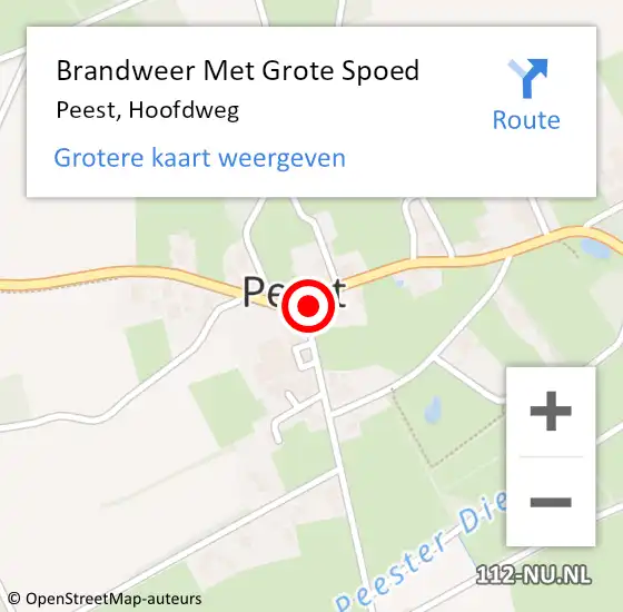 Locatie op kaart van de 112 melding: Brandweer Met Grote Spoed Naar Peest, Hoofdweg op 20 april 2020 07:38