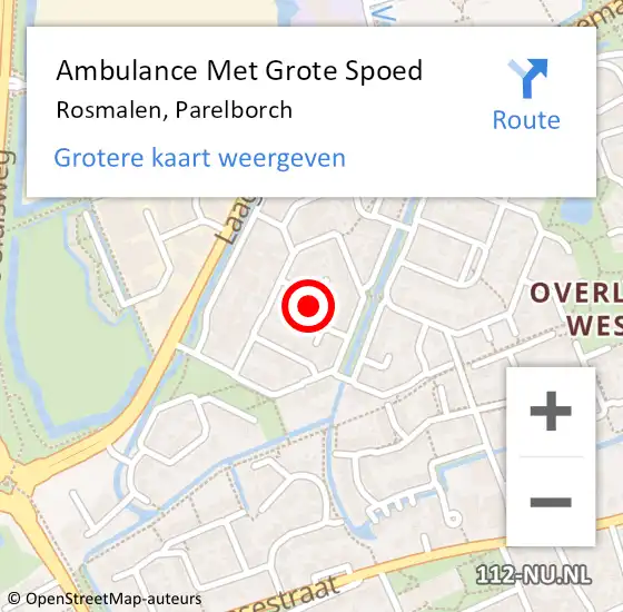 Locatie op kaart van de 112 melding: Ambulance Met Grote Spoed Naar Rosmalen, Parelborch op 20 april 2020 08:31