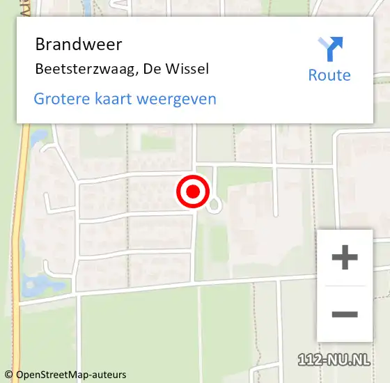 Locatie op kaart van de 112 melding: Brandweer Beetsterzwaag, De Wissel op 20 april 2020 08:37