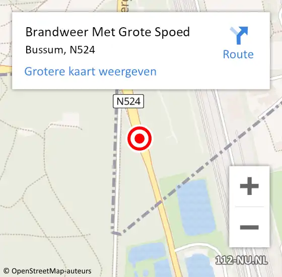 Locatie op kaart van de 112 melding: Brandweer Met Grote Spoed Naar Bussum, N524 op 20 april 2020 09:28