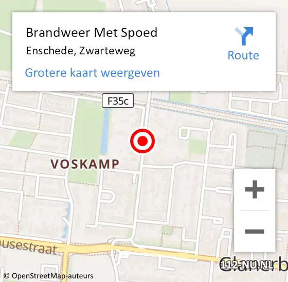 Locatie op kaart van de 112 melding: Brandweer Met Spoed Naar Enschede, Zwarteweg op 20 april 2020 09:30