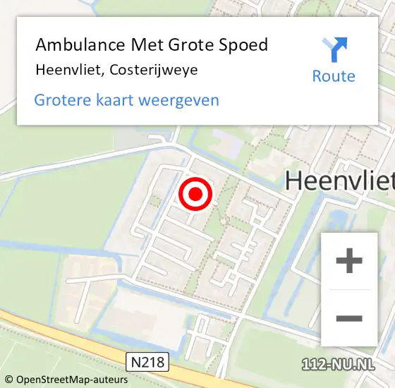Locatie op kaart van de 112 melding: Ambulance Met Grote Spoed Naar Heenvliet, Costerijweye op 20 april 2020 10:44