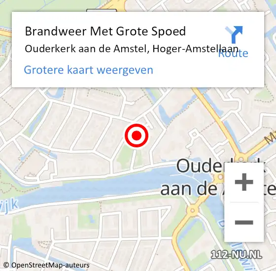 Locatie op kaart van de 112 melding: Brandweer Met Grote Spoed Naar Ouderkerk aan de Amstel, Hoger-Amstellaan op 20 april 2020 10:47