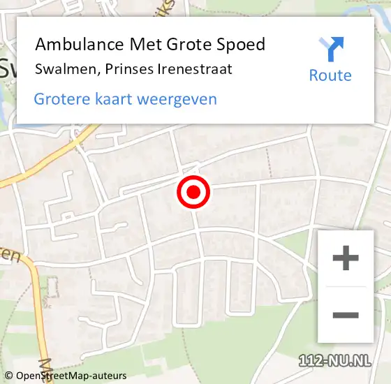 Locatie op kaart van de 112 melding: Ambulance Met Grote Spoed Naar Swalmen, Prinses Irenestraat op 4 mei 2014 14:42