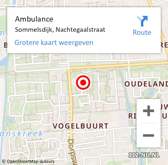 Locatie op kaart van de 112 melding: Ambulance Sommelsdijk, Nachtegaalstraat op 20 april 2020 11:04