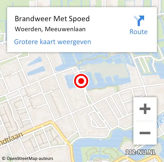 Locatie op kaart van de 112 melding: Brandweer Met Spoed Naar Woerden, Meeuwenlaan op 20 april 2020 11:16