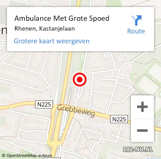 Locatie op kaart van de 112 melding: Ambulance Met Grote Spoed Naar Rhenen, Kastanjelaan op 20 april 2020 11:40