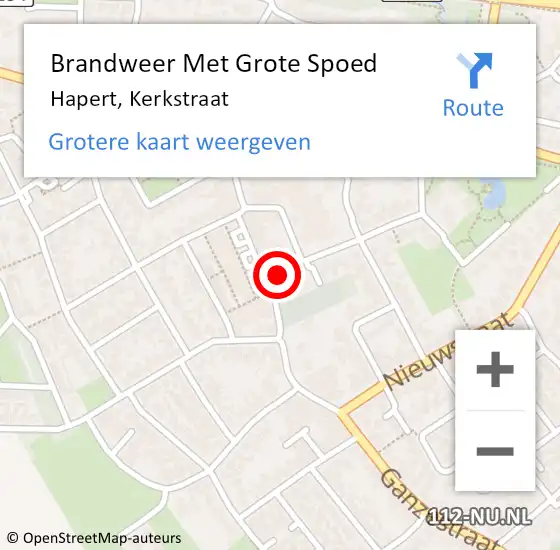 Locatie op kaart van de 112 melding: Brandweer Met Grote Spoed Naar Hapert, Kerkstraat op 20 april 2020 11:42