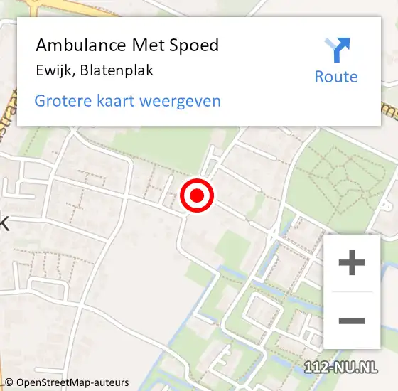 Locatie op kaart van de 112 melding: Ambulance Met Spoed Naar Ewijk, Blatenplak op 20 april 2020 11:50