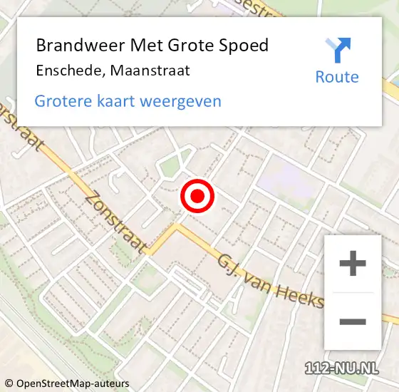 Locatie op kaart van de 112 melding: Brandweer Met Grote Spoed Naar Enschede, Maanstraat op 20 april 2020 11:54