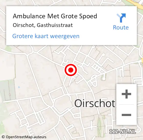 Locatie op kaart van de 112 melding: Ambulance Met Grote Spoed Naar Oirschot, Gasthuisstraat op 20 april 2020 12:21