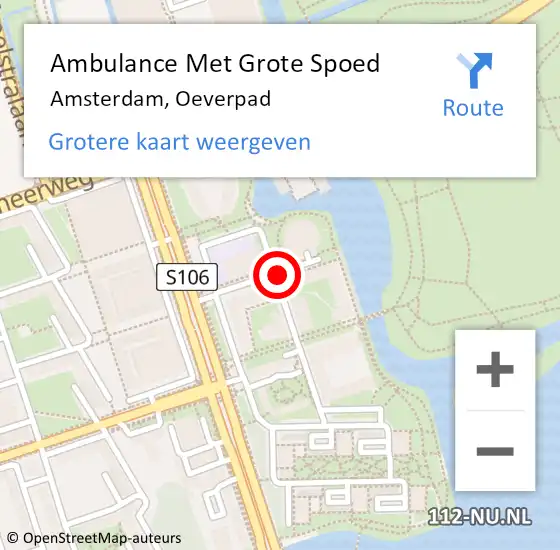 Locatie op kaart van de 112 melding: Ambulance Met Grote Spoed Naar Amsterdam, Oeverpad op 20 april 2020 13:03