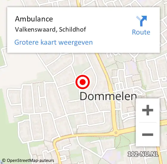 Locatie op kaart van de 112 melding: Ambulance Valkenswaard, Schildhof op 20 april 2020 13:56