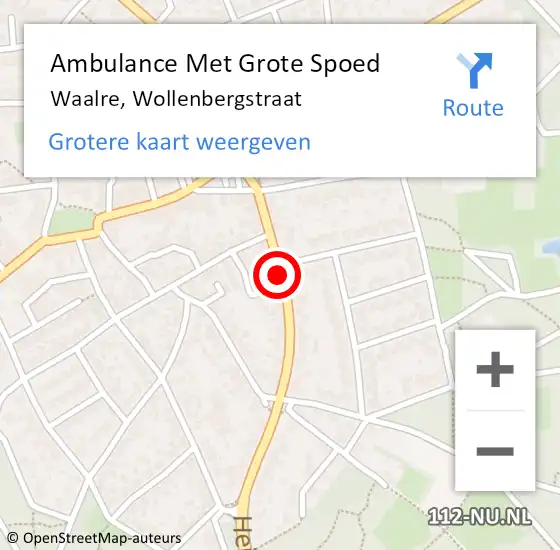 Locatie op kaart van de 112 melding: Ambulance Met Grote Spoed Naar Waalre, Wollenbergstraat op 20 april 2020 14:12