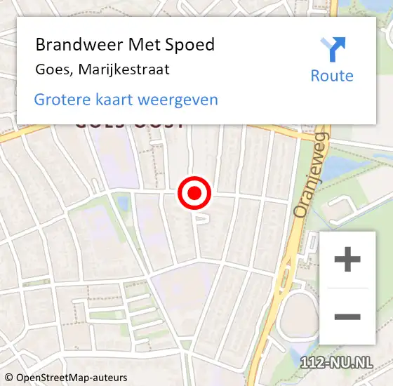 Locatie op kaart van de 112 melding: Brandweer Met Spoed Naar Goes, Marijkestraat op 20 april 2020 14:12