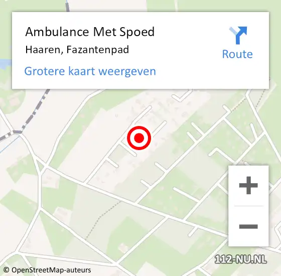 Locatie op kaart van de 112 melding: Ambulance Met Spoed Naar Haaren, Fazantenpad op 4 mei 2014 15:07