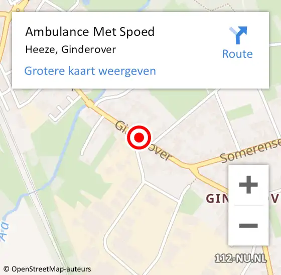 Locatie op kaart van de 112 melding: Ambulance Met Spoed Naar Heeze, Ginderover op 20 april 2020 14:26