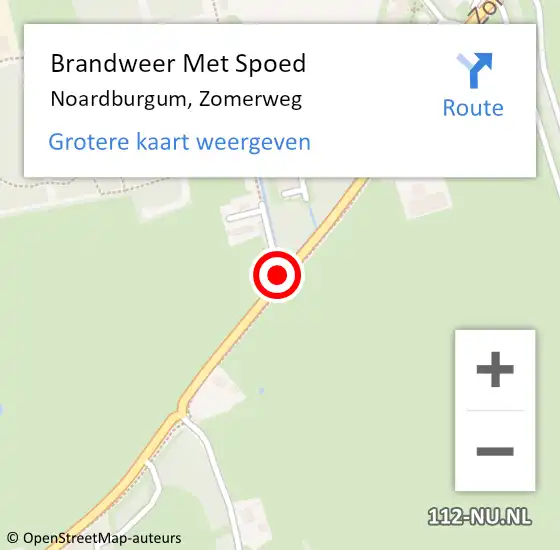 Locatie op kaart van de 112 melding: Brandweer Met Spoed Naar Noardburgum, Zomerweg op 20 april 2020 14:26