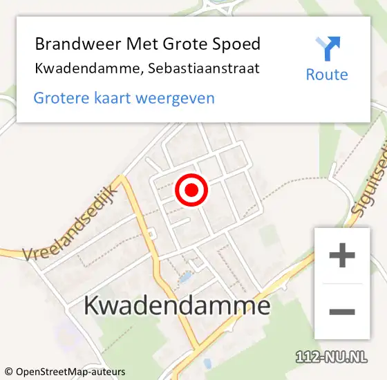 Locatie op kaart van de 112 melding: Brandweer Met Grote Spoed Naar Kwadendamme, Sebastiaanstraat op 20 april 2020 14:31