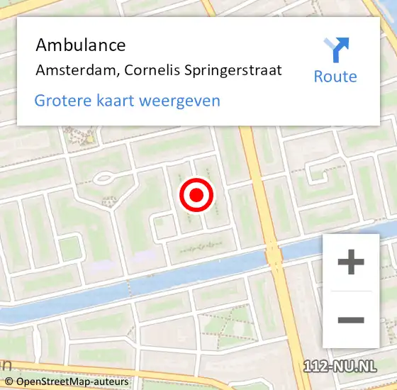 Locatie op kaart van de 112 melding: Ambulance Amsterdam, Cornelis Springerstraat op 20 april 2020 14:46