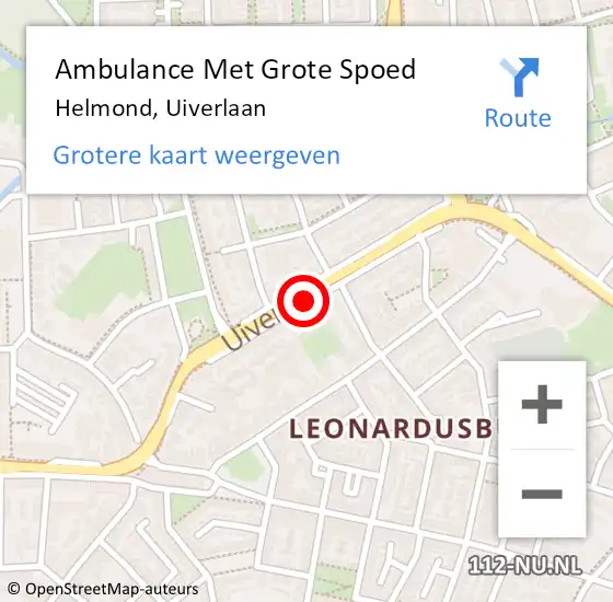 Locatie op kaart van de 112 melding: Ambulance Met Grote Spoed Naar Helmond, Uiverlaan op 20 april 2020 14:49