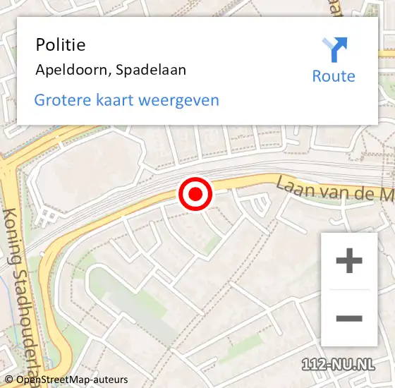 Locatie op kaart van de 112 melding: Politie Apeldoorn, Spadelaan op 20 april 2020 15:25