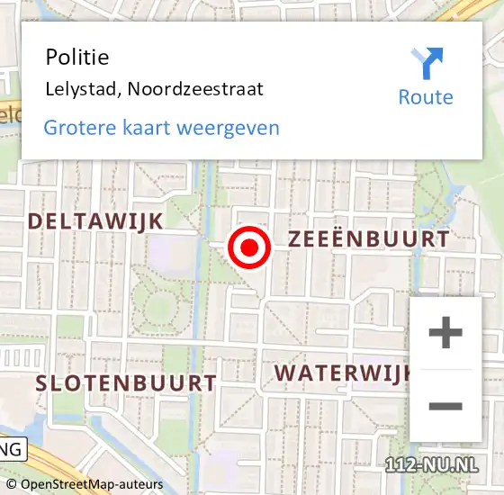 Locatie op kaart van de 112 melding: Politie Lelystad, Noordzeestraat op 20 april 2020 15:36