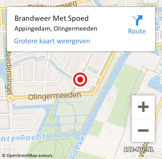 Locatie op kaart van de 112 melding: Brandweer Met Spoed Naar Appingedam, Olingermeeden op 20 april 2020 15:41