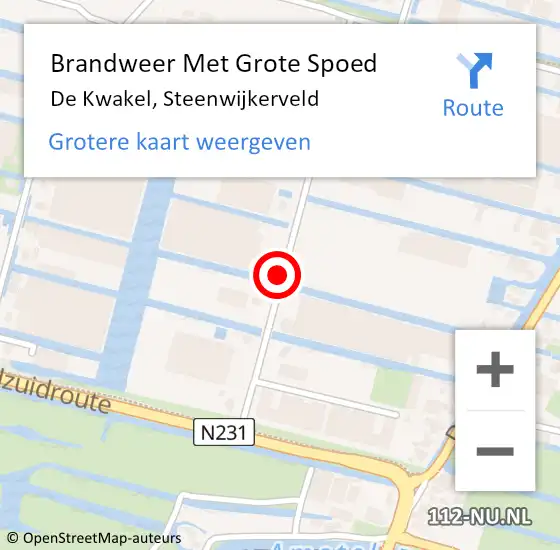 Locatie op kaart van de 112 melding: Brandweer Met Grote Spoed Naar De Kwakel, Steenwijkerveld op 20 april 2020 16:18