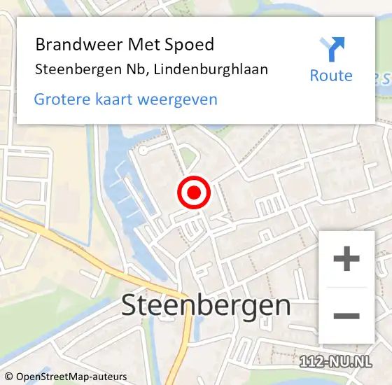 Locatie op kaart van de 112 melding: Brandweer Met Spoed Naar Steenbergen Nb, Lindenburghlaan op 20 april 2020 16:31