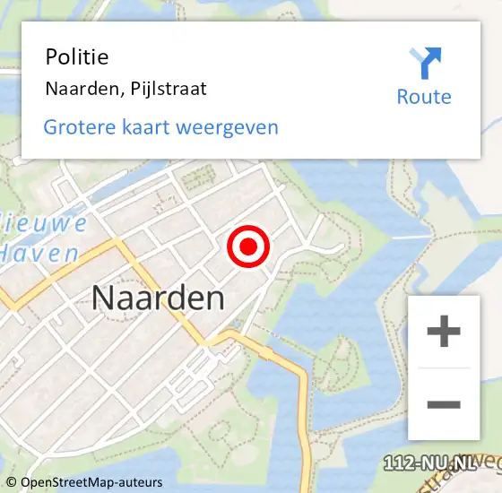 Locatie op kaart van de 112 melding: Politie Naarden, Pijlstraat op 20 april 2020 17:15