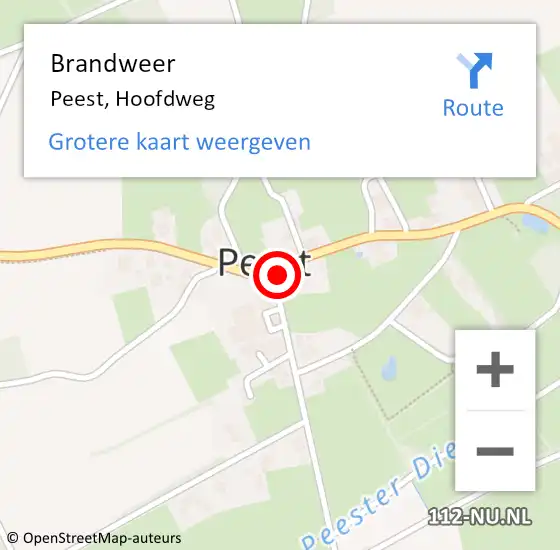 Locatie op kaart van de 112 melding: Brandweer Peest, Hoofdweg op 20 april 2020 17:38