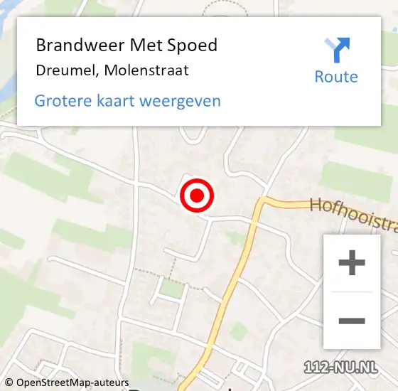 Locatie op kaart van de 112 melding: Brandweer Met Spoed Naar Dreumel, Molenstraat op 20 april 2020 18:21