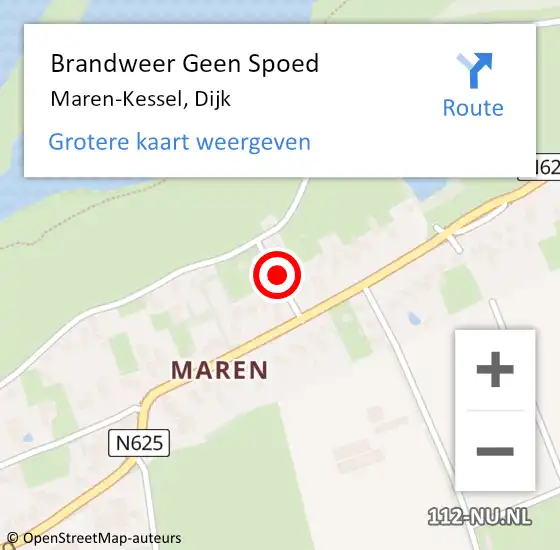 Locatie op kaart van de 112 melding: Brandweer Geen Spoed Naar Maren-Kessel, Dijk op 20 april 2020 18:37