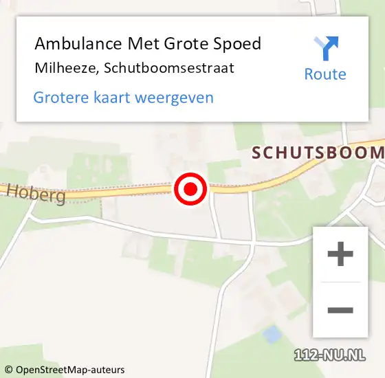 Locatie op kaart van de 112 melding: Ambulance Met Grote Spoed Naar Milheeze, Schutboomsestraat op 20 april 2020 19:18