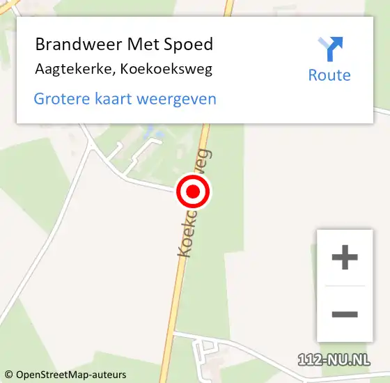 Locatie op kaart van de 112 melding: Brandweer Met Spoed Naar Aagtekerke, Koekoeksweg op 20 april 2020 19:49