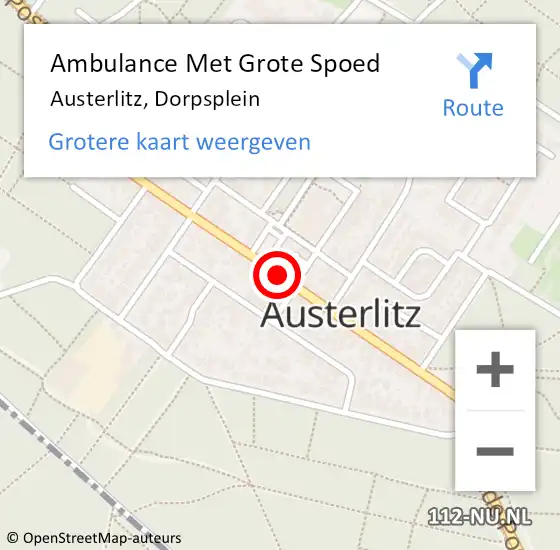 Locatie op kaart van de 112 melding: Ambulance Met Grote Spoed Naar Austerlitz, Dorpsplein op 4 mei 2014 15:46