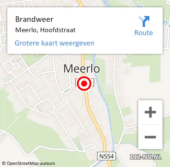 Locatie op kaart van de 112 melding: Brandweer Meerlo, Hoofdstraat op 20 april 2020 20:31