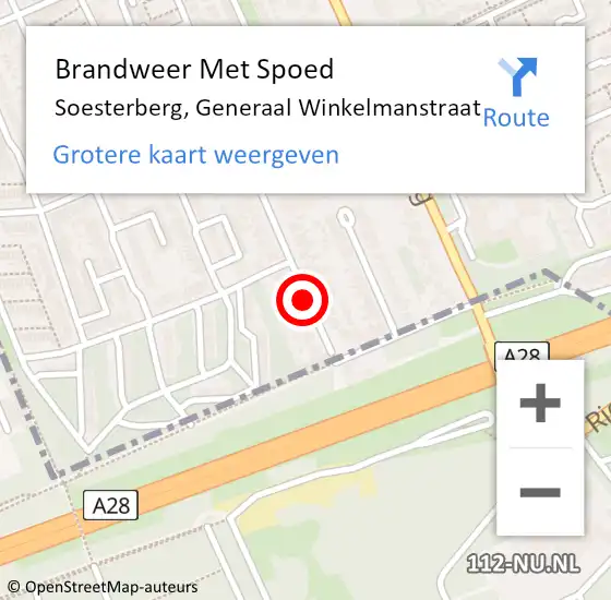 Locatie op kaart van de 112 melding: Brandweer Met Spoed Naar Soesterberg, Generaal Winkelmanstraat op 20 april 2020 20:52