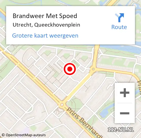 Locatie op kaart van de 112 melding: Brandweer Met Spoed Naar Utrecht, Queeckhovenplein op 20 april 2020 20:57