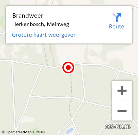 Locatie op kaart van de 112 melding: Brandweer Herkenbosch, Meinweg op 20 april 2020 21:37