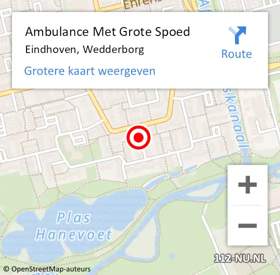 Locatie op kaart van de 112 melding: Ambulance Met Grote Spoed Naar Eindhoven, Wedderborg op 20 april 2020 22:24