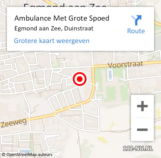 Locatie op kaart van de 112 melding: Ambulance Met Grote Spoed Naar Egmond aan Zee, Duinstraat op 20 april 2020 22:27