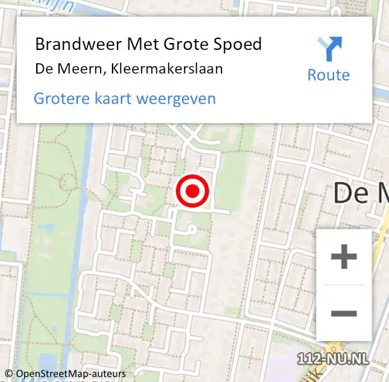 Locatie op kaart van de 112 melding: Brandweer Met Grote Spoed Naar De Meern, Kleermakerslaan op 21 april 2020 00:56