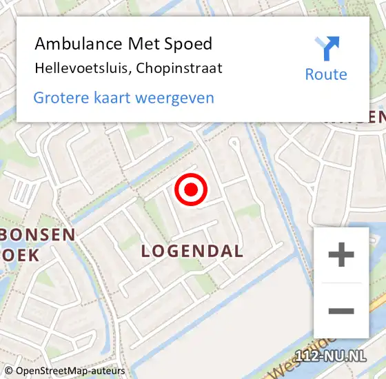 Locatie op kaart van de 112 melding: Ambulance Met Spoed Naar Hellevoetsluis, Chopinstraat op 21 april 2020 01:15