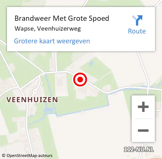 Locatie op kaart van de 112 melding: Brandweer Met Grote Spoed Naar Wapse, Veenhuizerweg op 4 mei 2014 16:00